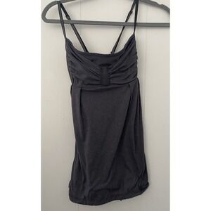 Lululemon Heathered Charcoal No-Show Yoga Tank Size 10 Ruched Butterfly Bust